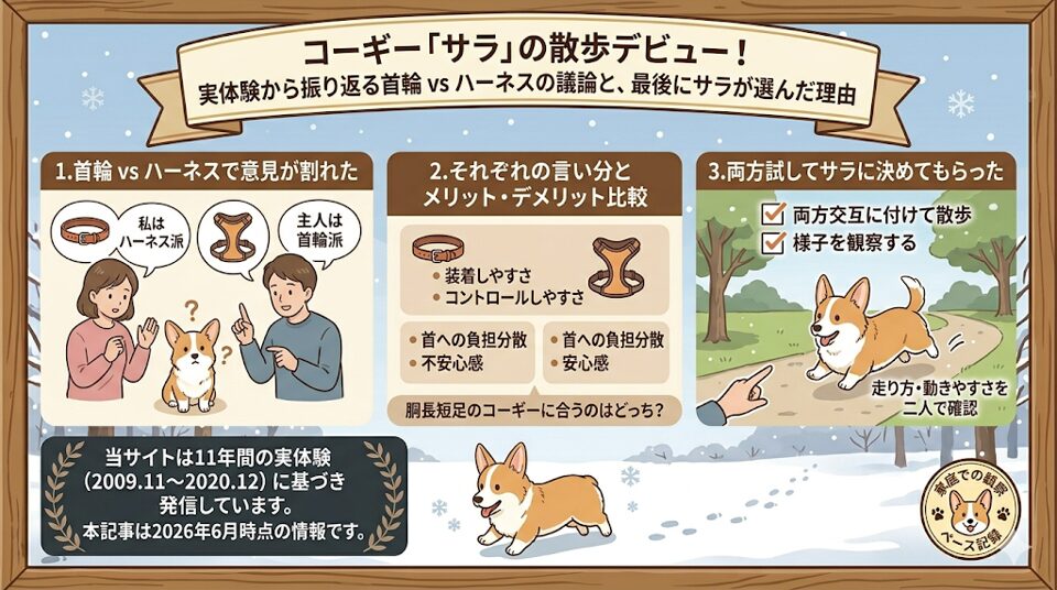 散歩デビューで揉めた首輪 vs ハーネス｜最後はサラの「走り方」で決めた我が家の選択