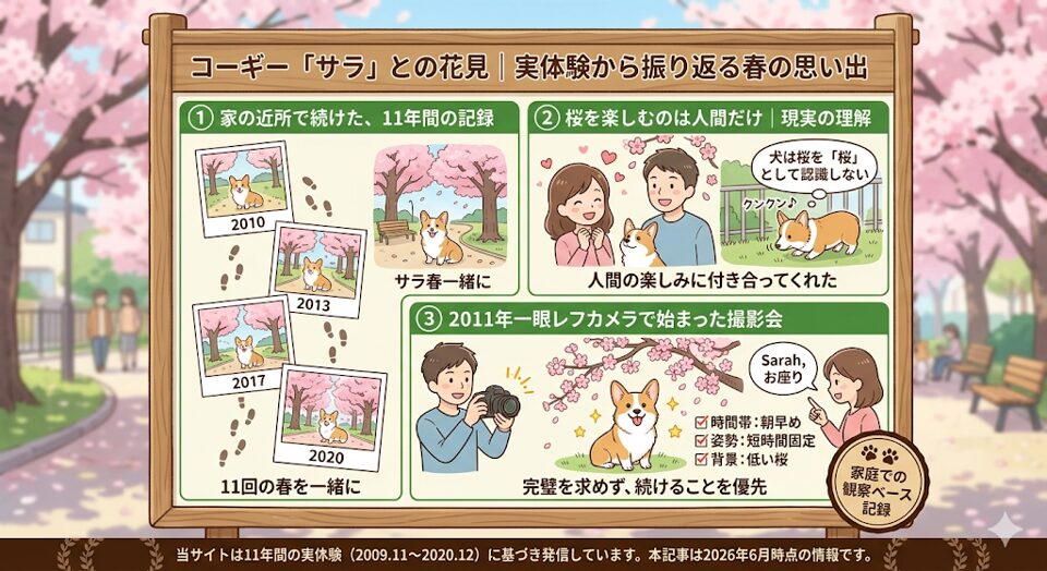毎年恒例のサラとの花見｜近所の桜の公園で続けた撮影会の11年