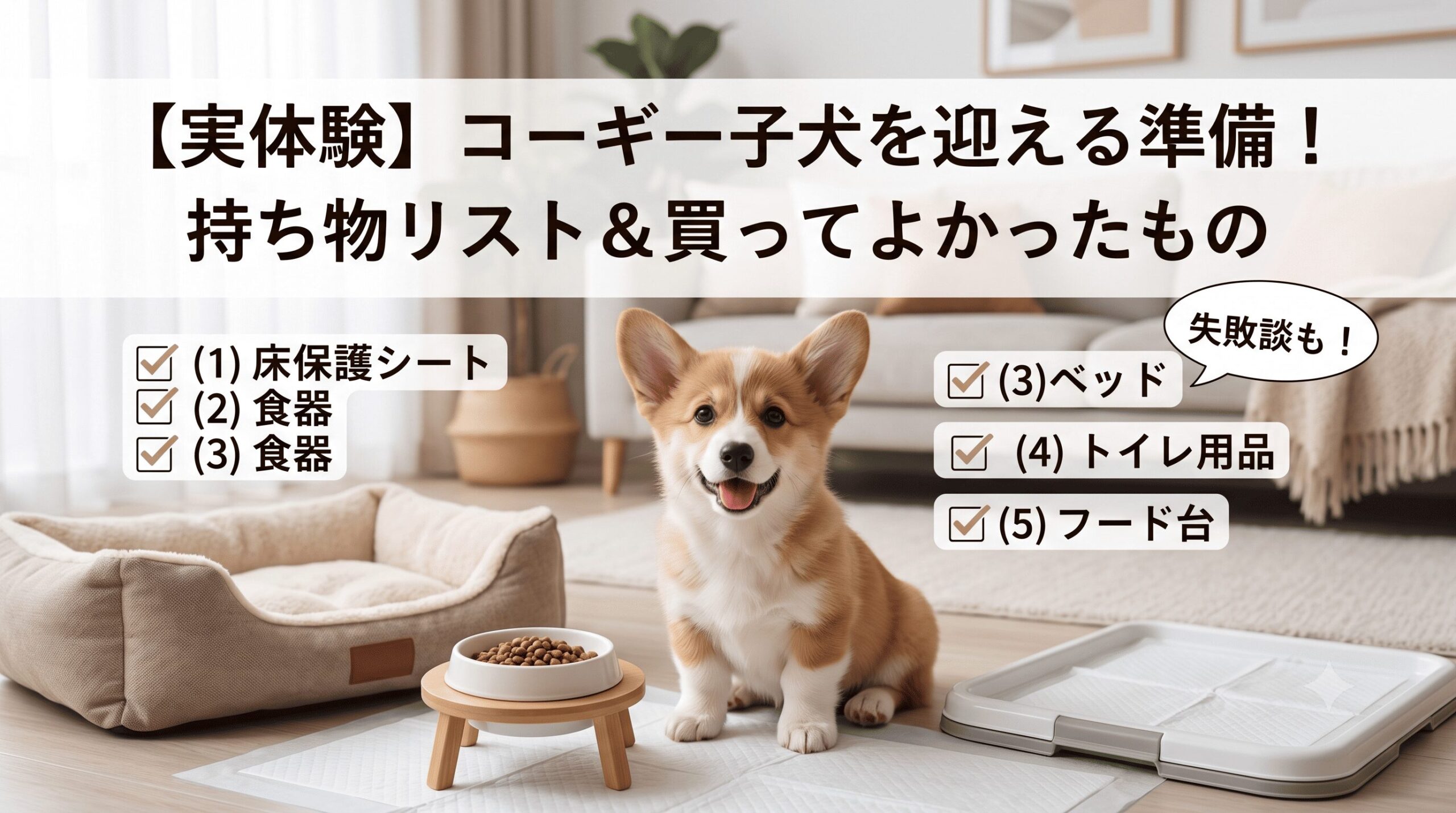迎える前に買った持ち物リスト｜フードボウル用の台で首を守れた話