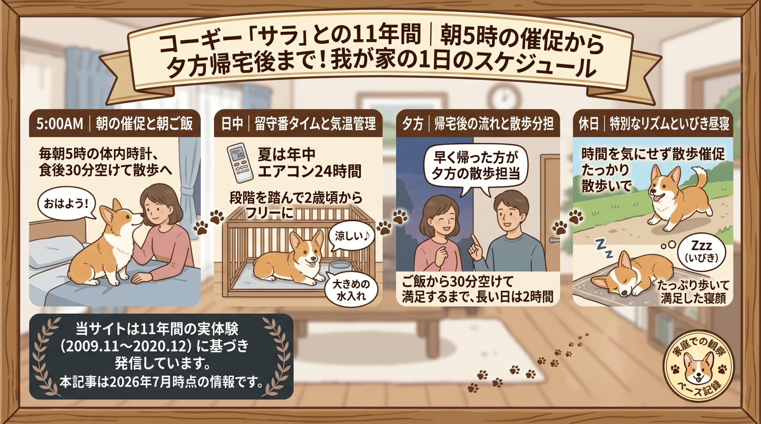 サラの1日のスケジュール｜朝5時の散歩催促から始まる11年の生活リズム