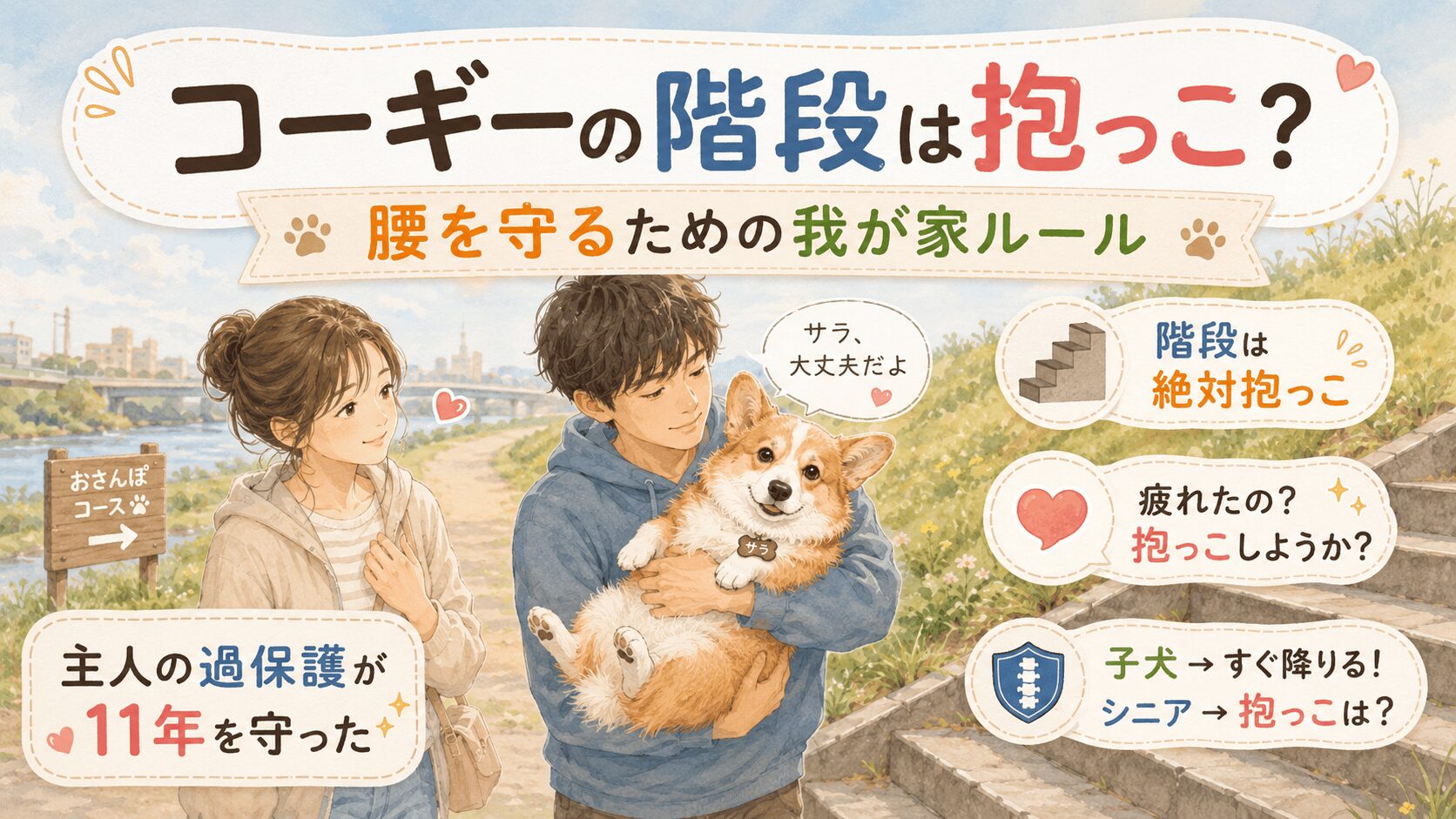 階段は絶対抱っこ｜主人の過保護が守った、サラの腰の11年