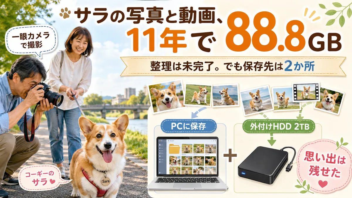 撮りすぎて整理できないまま、11年ぶんが88.8GB｜写真の保存先はPCと2TBの外付け1台