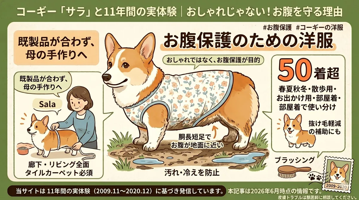 母の手作り50着超｜サラに洋服を着せた本当の理由（お腹保護目的）